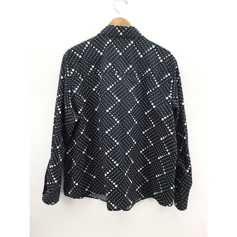 Foxcroft Womens XL Wrinkle Free Button Down Shirt Black White Polka Dot GG22 - Picture 2 of 10